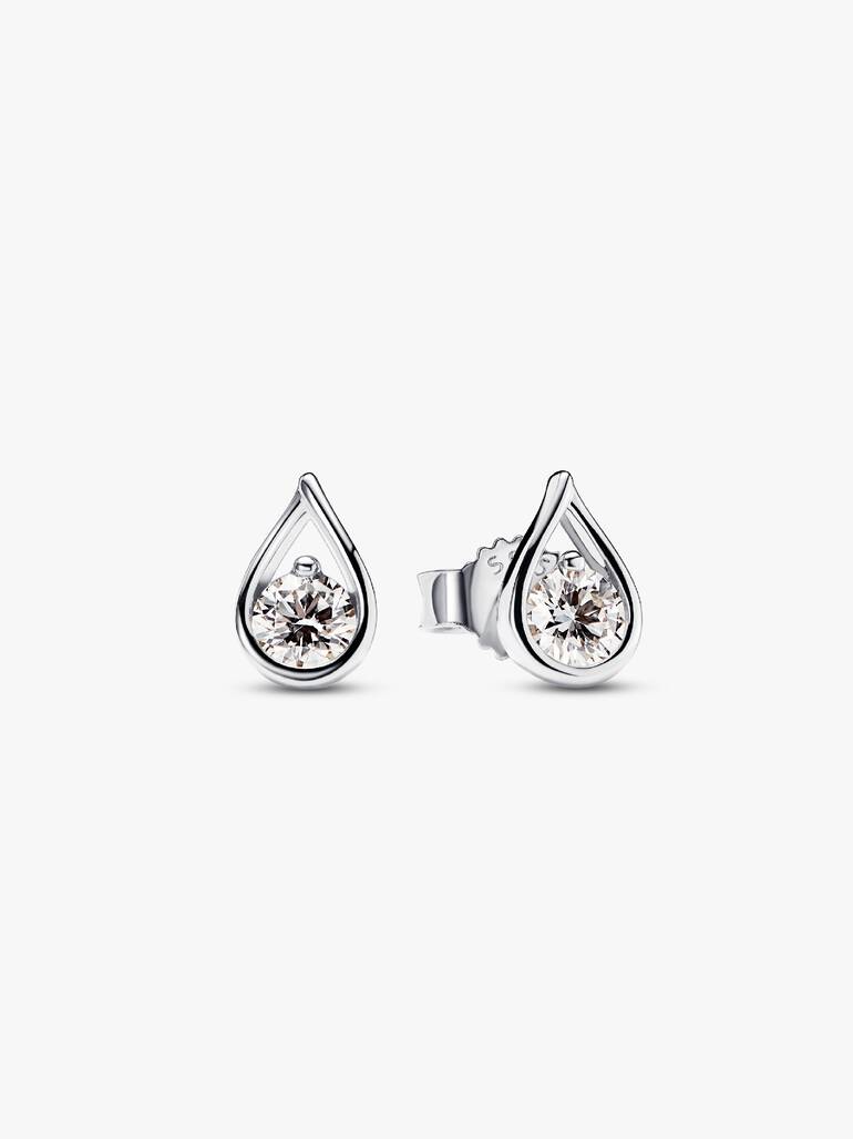 Pandora Infinite Sterling Silver Lab-grown Diamond Earrings 0.20 ct TW, Sterling silver