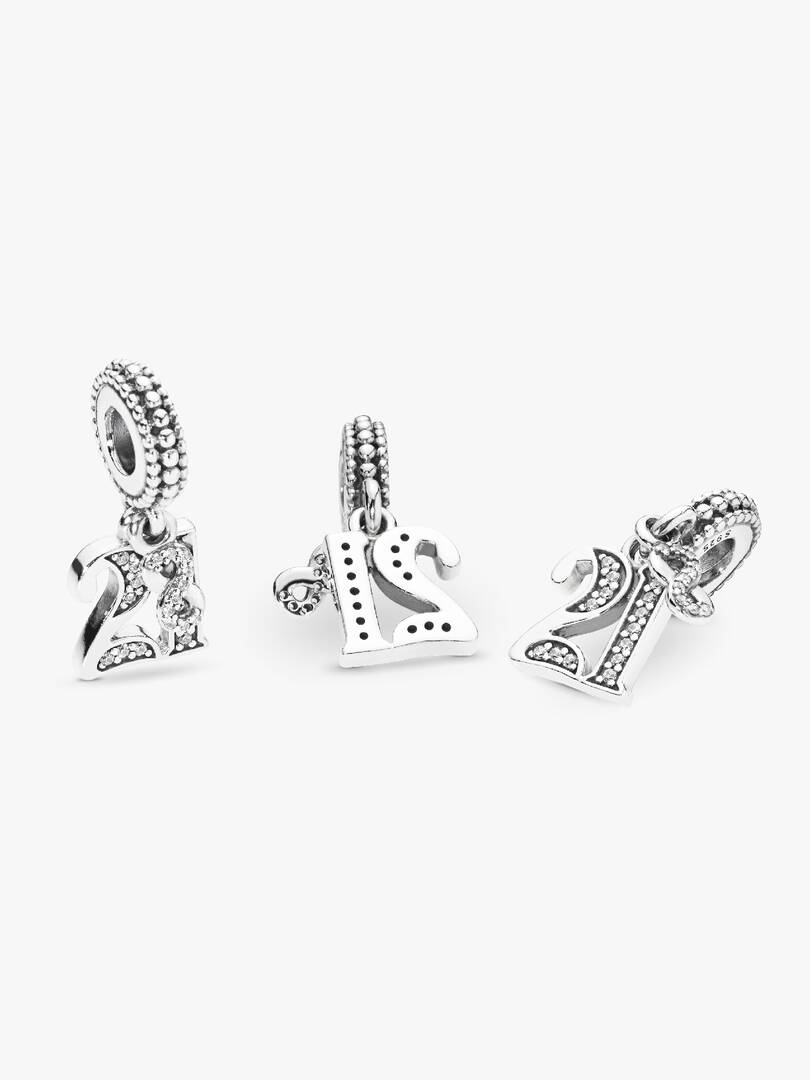 21st Celebration Dangle Charm Sterling silver