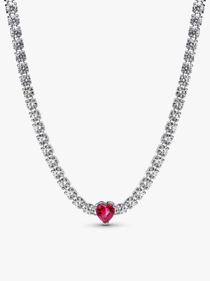 Red Sparkling Heart Tennis Jewelry Set 4 Quantity