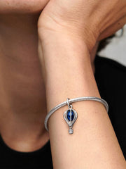 FINAL SALE - Blue Hot Air Balloon Travel Charm Sterling silver