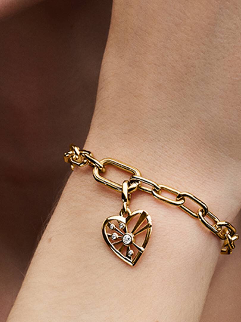 FINAL SALE - Heart & Rays Medallion Charm 14k gold plating