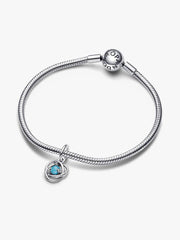 FINAL SALE - Turquoise Blue Eternity Circle Dangle Charm Sterling silver