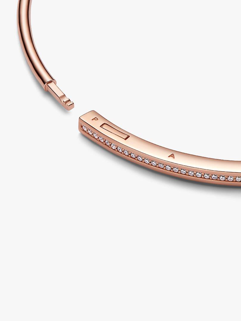 FINAL SALE - Pandora Signature I-D Pavé Bangle 14k rose gold plating
