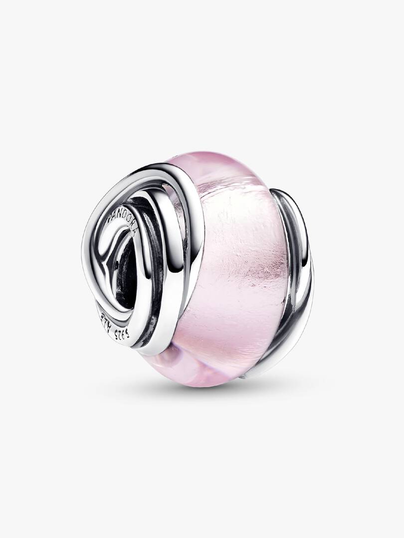 Encircled Pink Murano Glass Charm Sterling silver