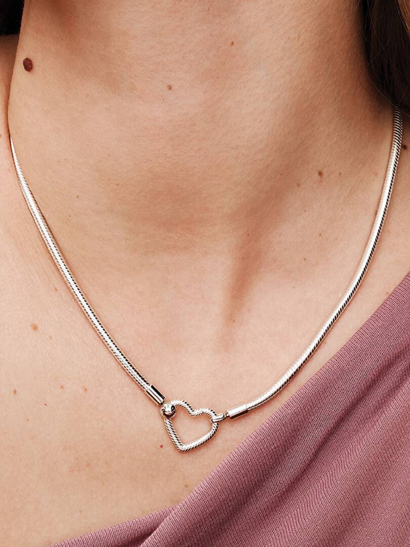 Heart Closure Snake Chain Necklace Sterling silver