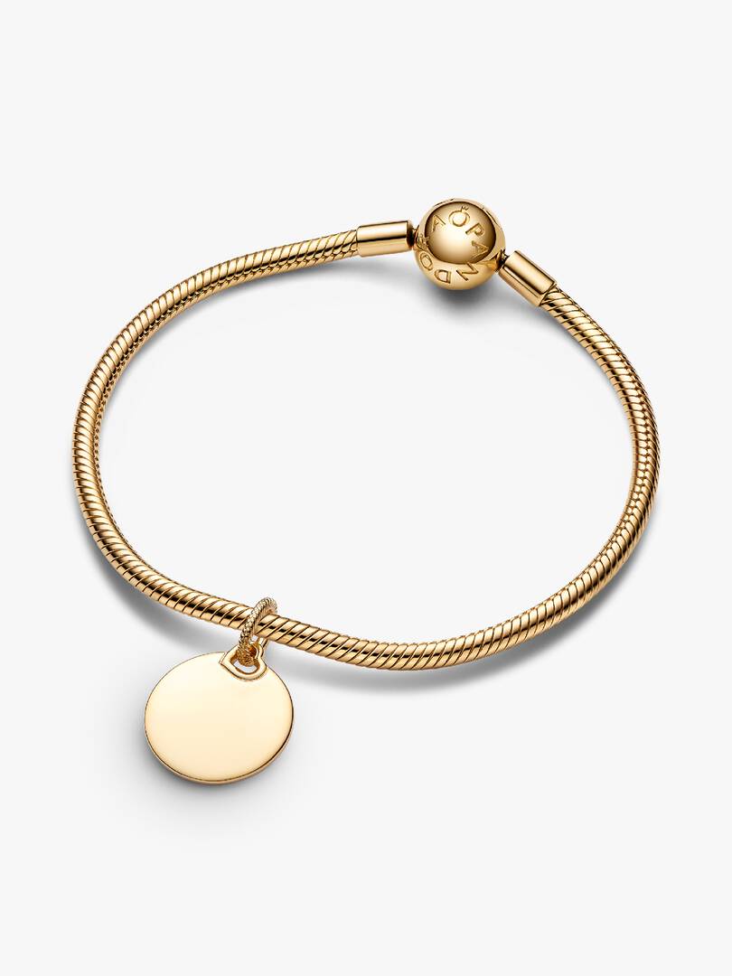 Engravable Round Tag Dangle Charm 14k gold plating
