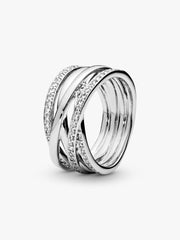 Sparkling & Polished Lines Ring Sterling silver