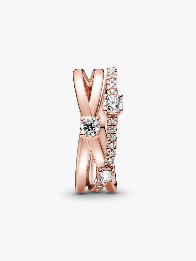 FINAL SALE - Sparkling Triple Band Ring 14k rose gold plating