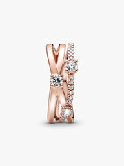 FINAL SALE - Sparkling Triple Band Ring 14k rose gold plating