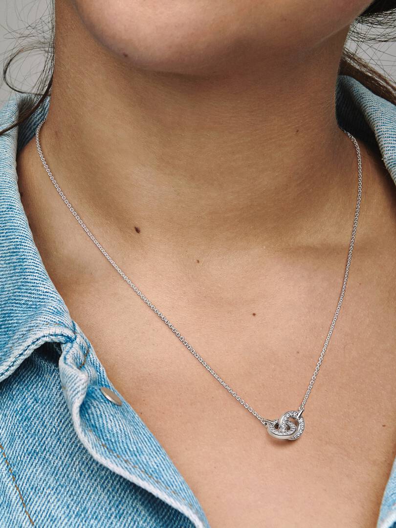 Pandora Signature Intertwined Pavé Pendant Necklace Sterling silver