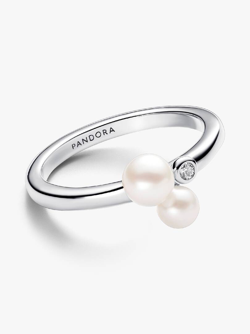 FINAL SALE - Duo Treated Freshwater Cultured Pearls Ring Sterling silver