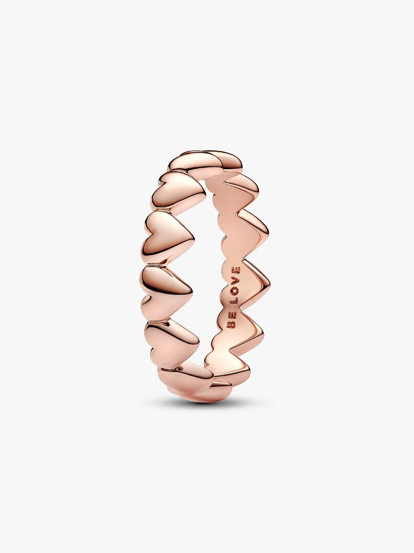 Row of Hearts Ring 14k rose gold plating