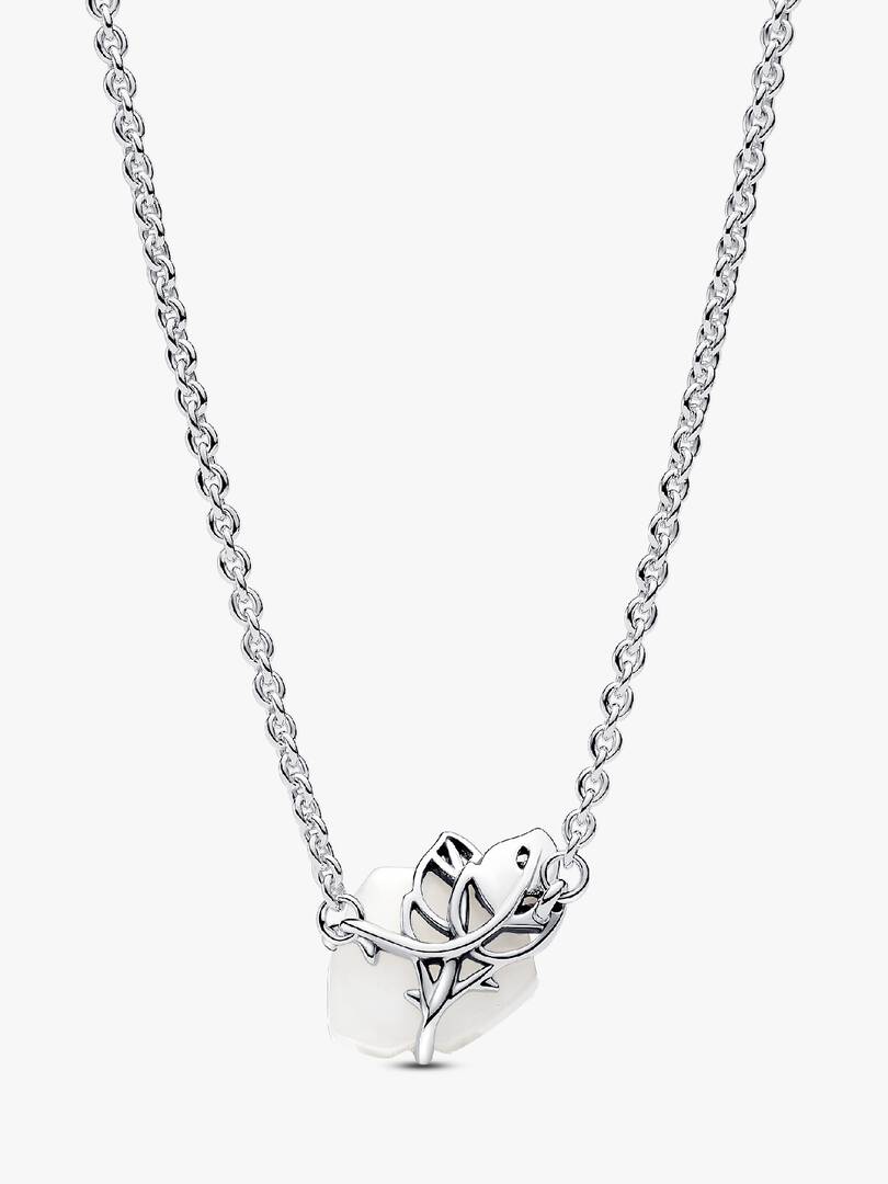 FINAL SALE - White Rose in Bloom Collier Necklace Sterling silver