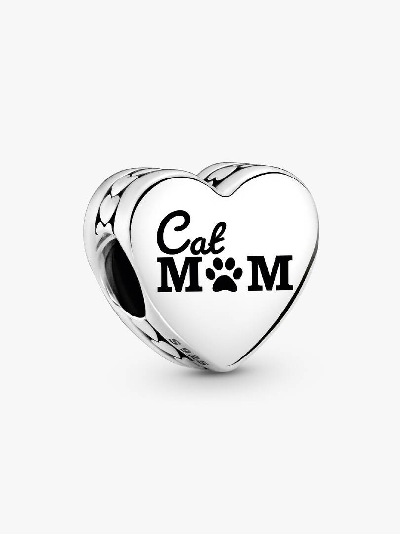Cat Mom Heart Charm Sterling silver