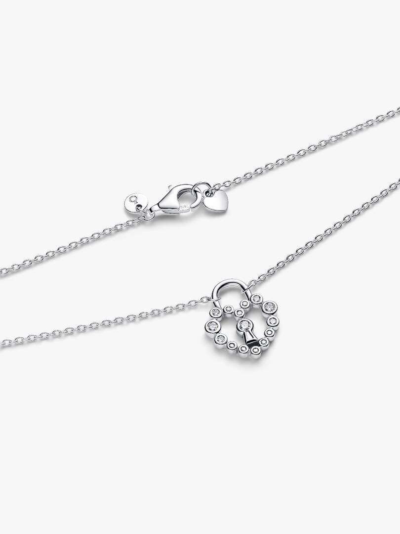 Sparkling Heart Padlock Pendant Necklace Sterling silver
