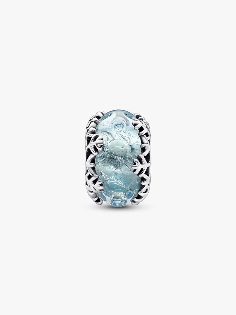 Winter Blue Snowflake Murano Charm Sterling silver