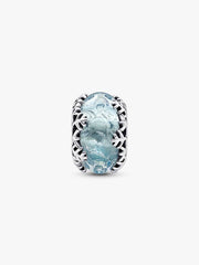 Winter Blue Snowflake Murano Charm Sterling silver