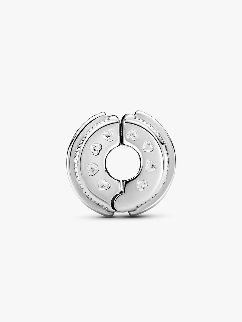 FINAL SALE - Sparkling Pavé Lines & Logo Clip Charm Sterling silver