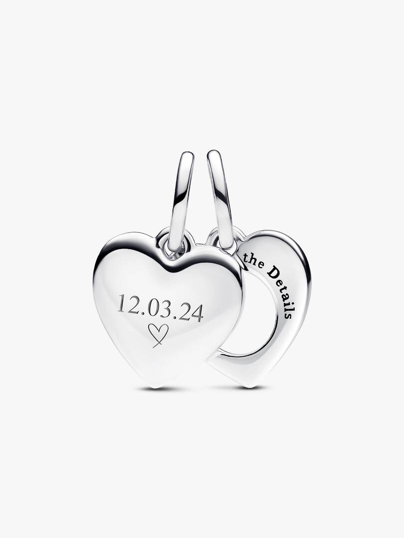 FINAL SALE - Engravable Heart Magnifying Glass Double Dangle Charm Sterling silver