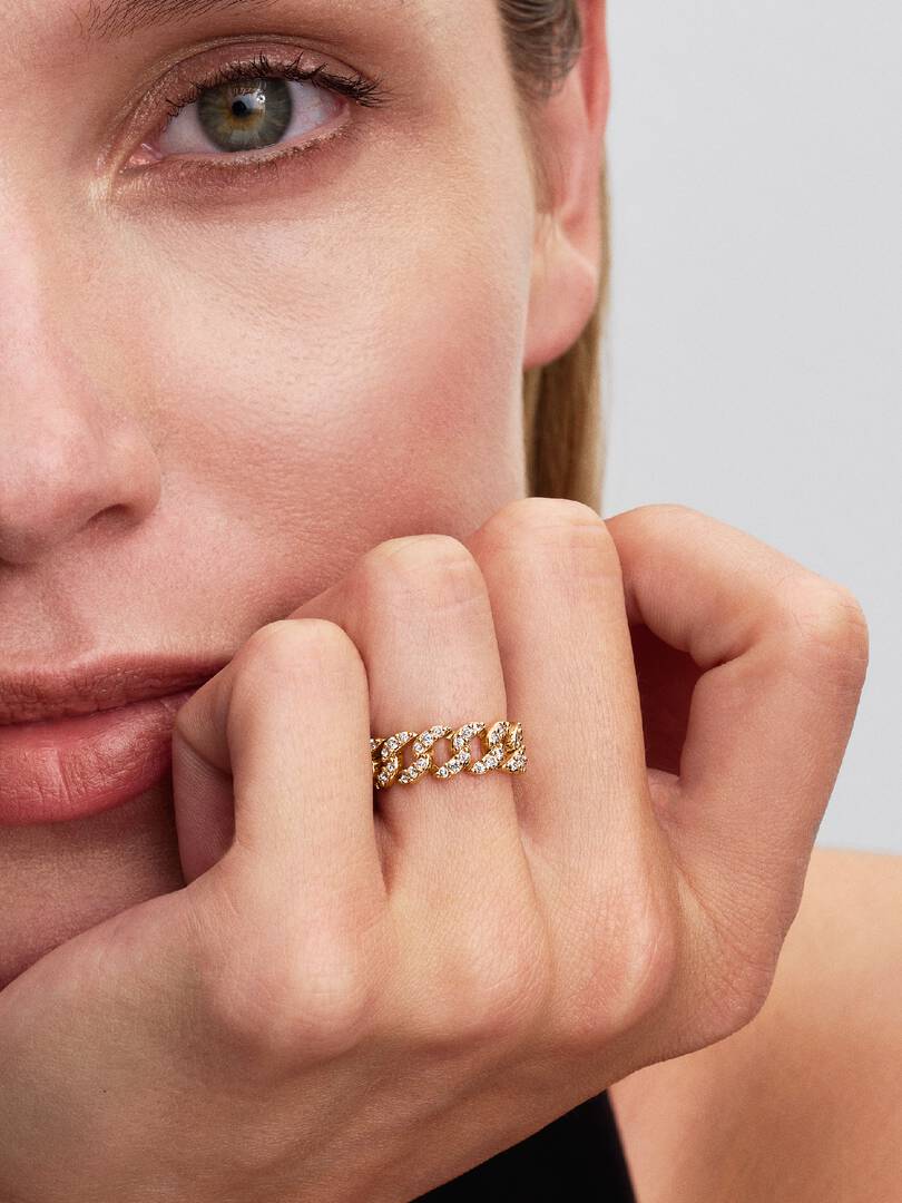 Pavé Cuban Chain Ring 14k gold plating