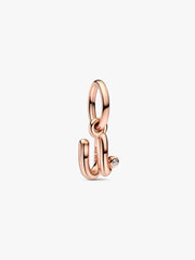 FINAL SALE - Letter U Script Alphabet Dangle Charm 14k rose gold plating