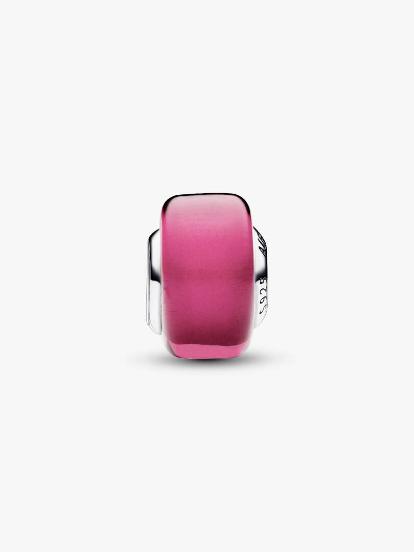 Pink Mini Murano Glass Charm Sterling silver