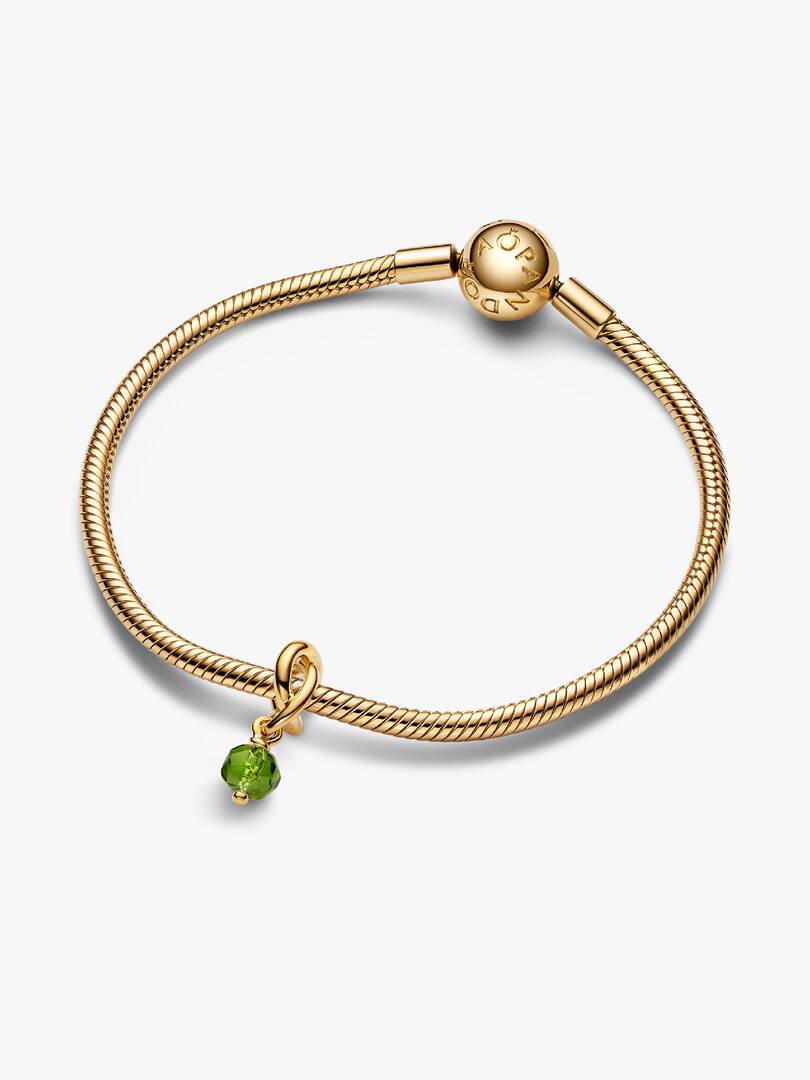 Faceted Spring Green Eternity Circle Dangle Charm 14k gold plating