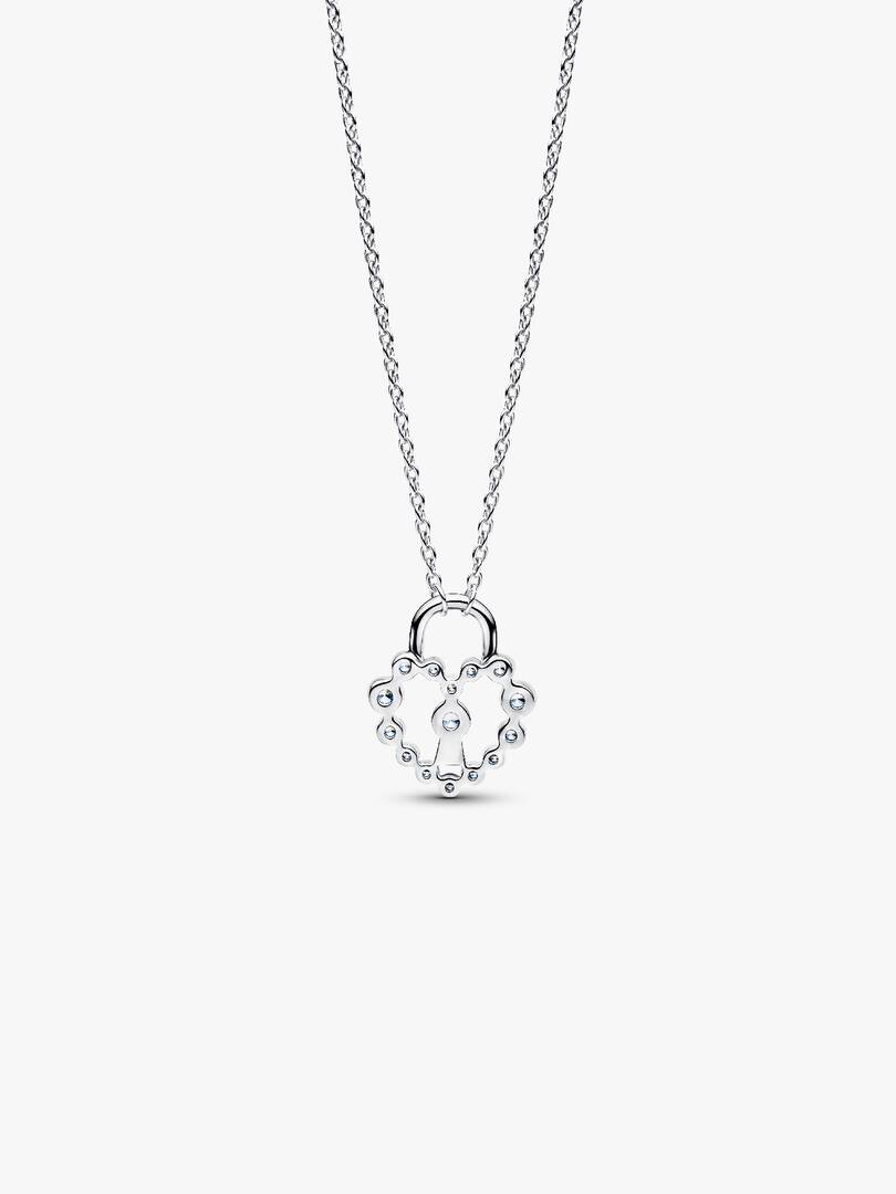 Sparkling Heart Padlock Pendant Necklace Sterling silver