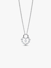Sparkling Heart Padlock Pendant Necklace Sterling silver