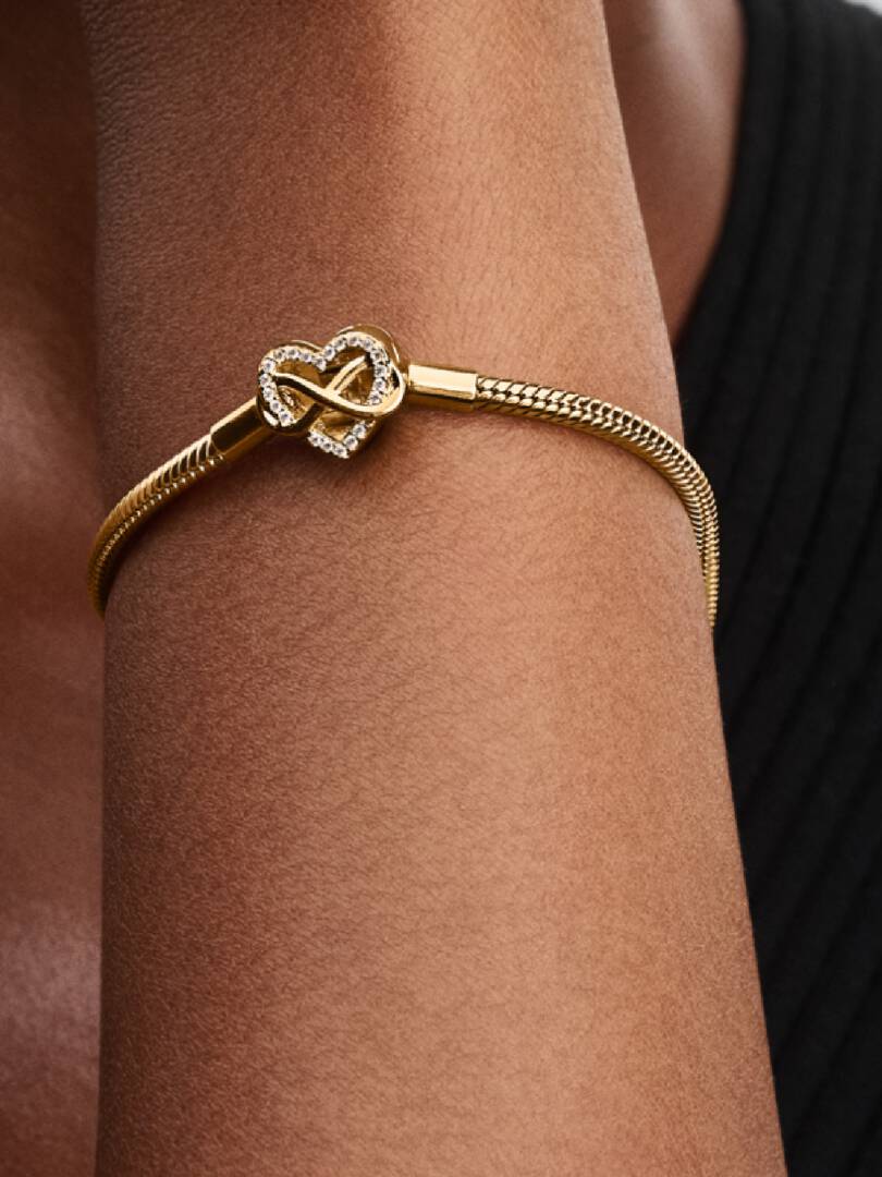 Sparkling Infinity Heart Clasp Snake Chain Bracelet 14k gold plating