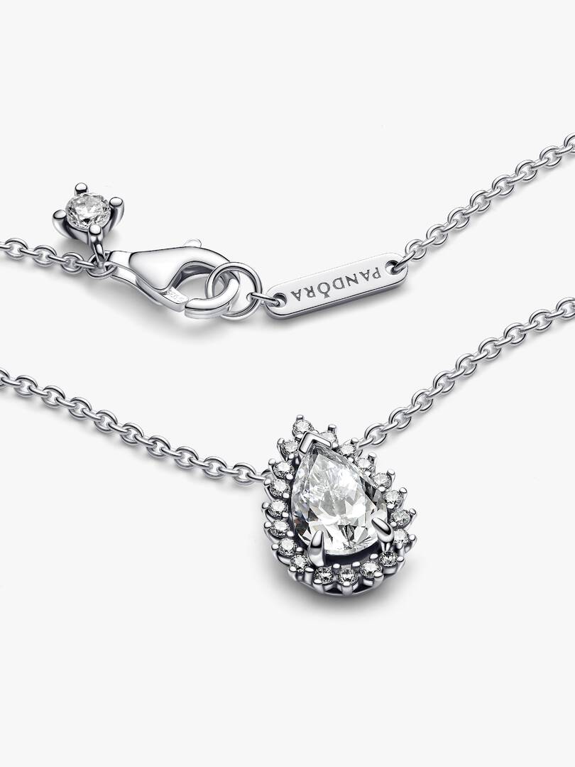 Sparkling Pear Halo Collier Necklace Sterling silver