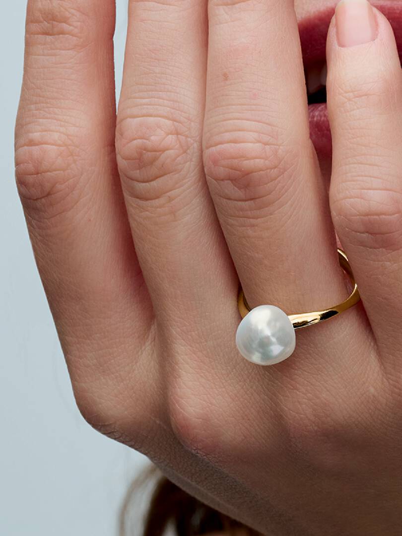 Baroque Treated Freshwater Cultured Pearl Ring 14k gold plating