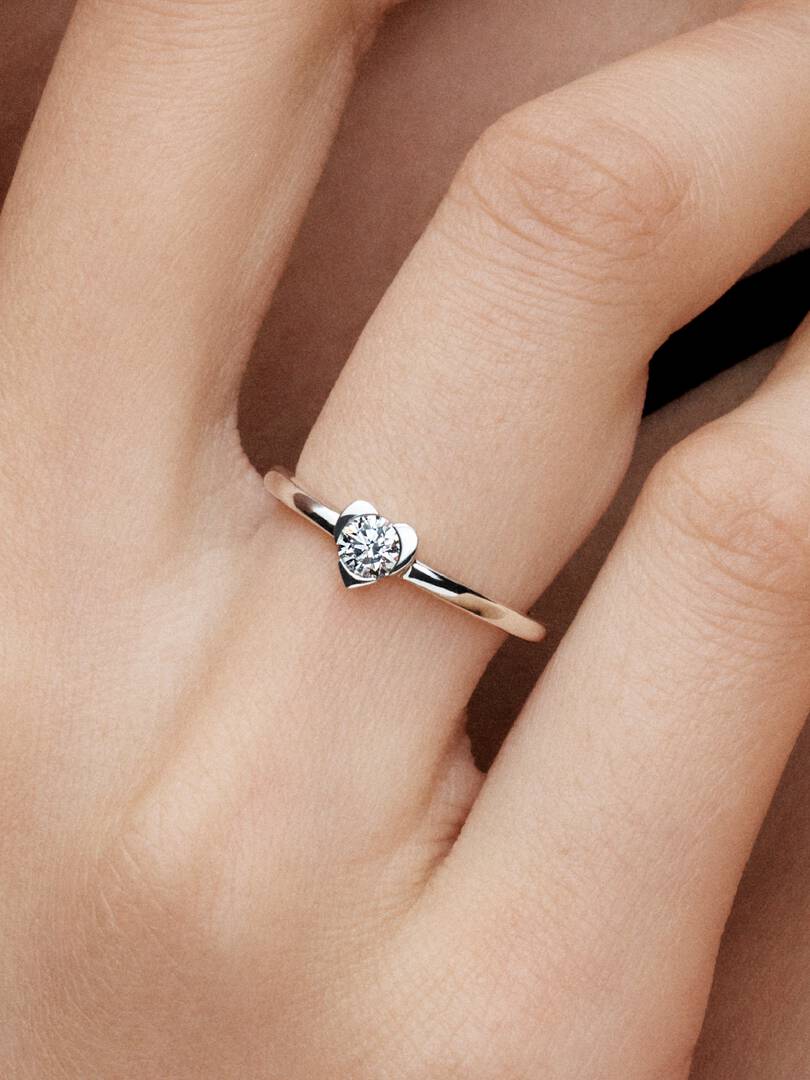 Pandora Talisman Sterling Silver Lab-grown Diamond Heart Ring 0.25 ct TW, Sterling silver
