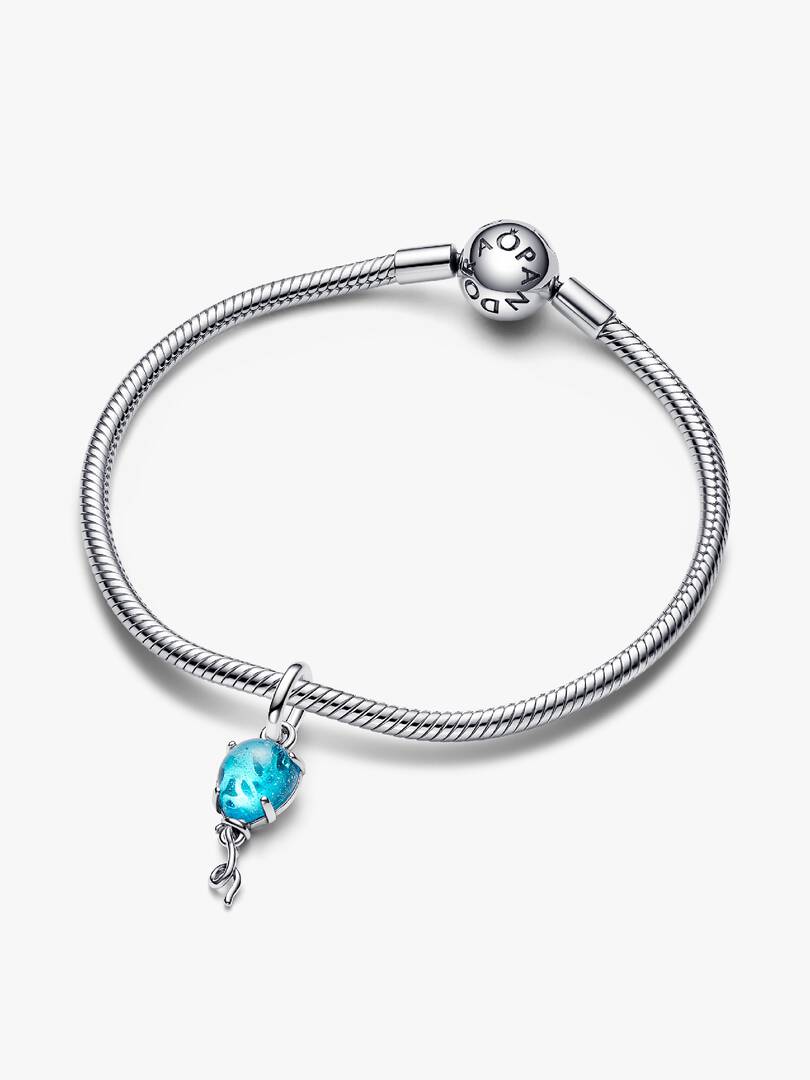 FINAL SALE - Blue Murano Glass Balloon Dangle Charm Sterling silver