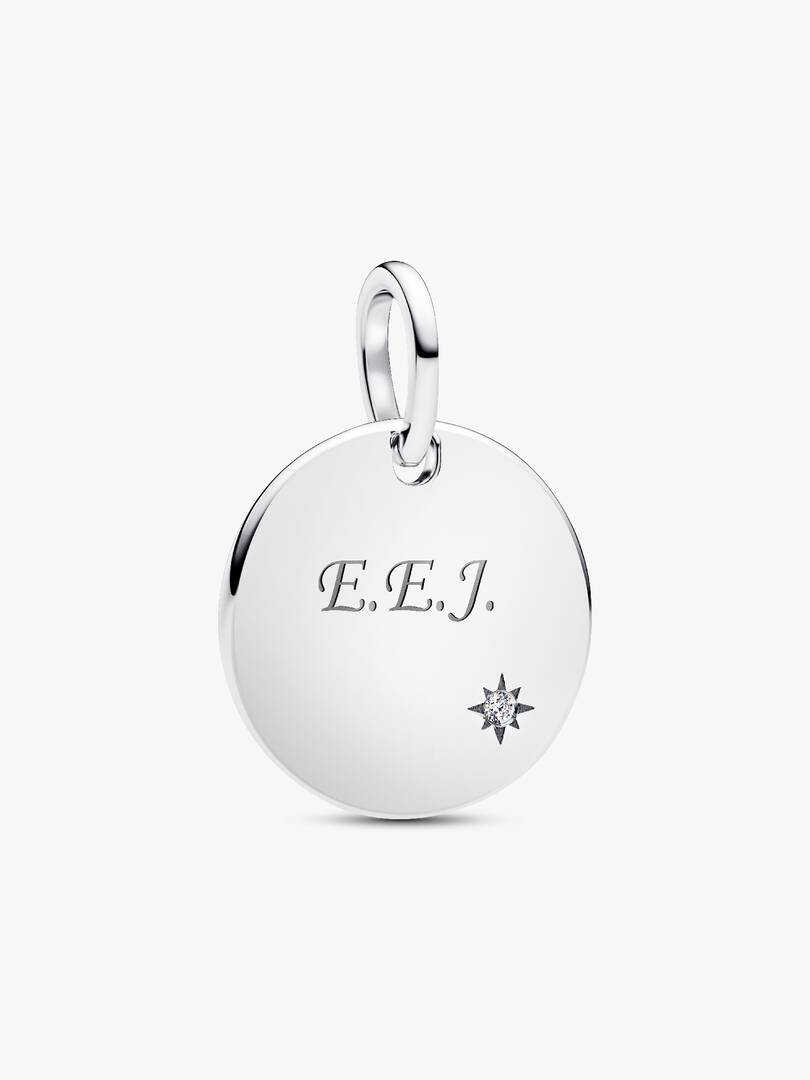 Engravable Lab-Grown Diamond Tag Pendant 0.012 ct TW, Sterling silver