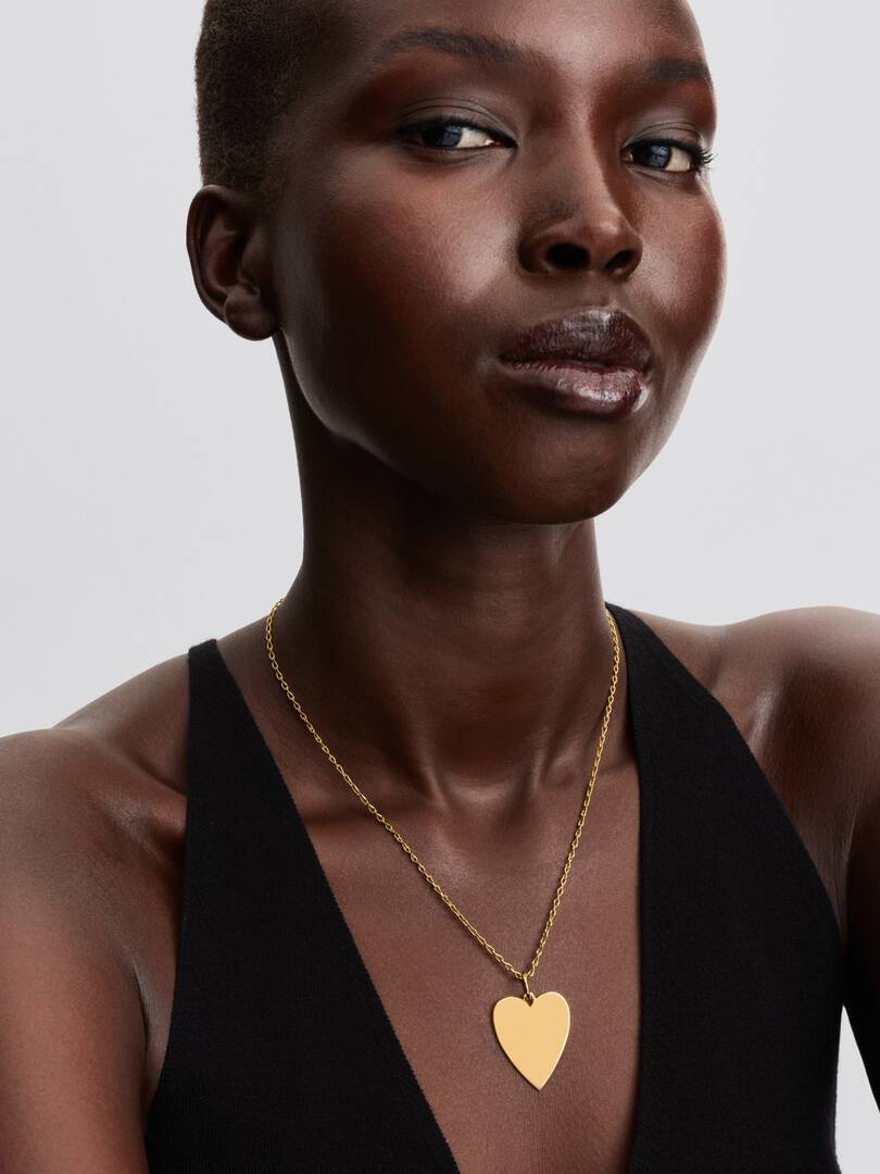 Engravable Heart Oversized Tag Pendant 14k gold plating