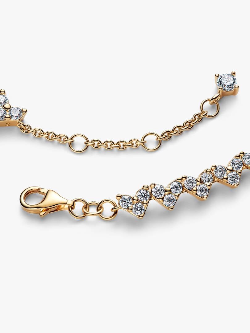 Triple Stone Heart Bracelet 14k gold plating