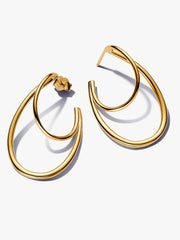 Organically Shaped Double Hoop Earrings 14k gold plating