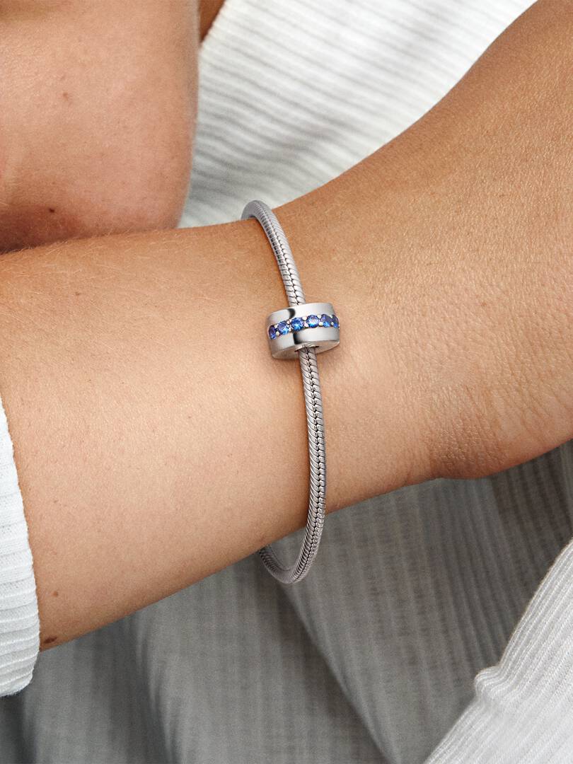 Blue Sparkle Clip Charm Sterling silver