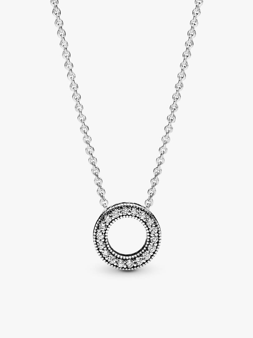 Pavé and Logo Circle Necklace and Earring Set 2 Quantity