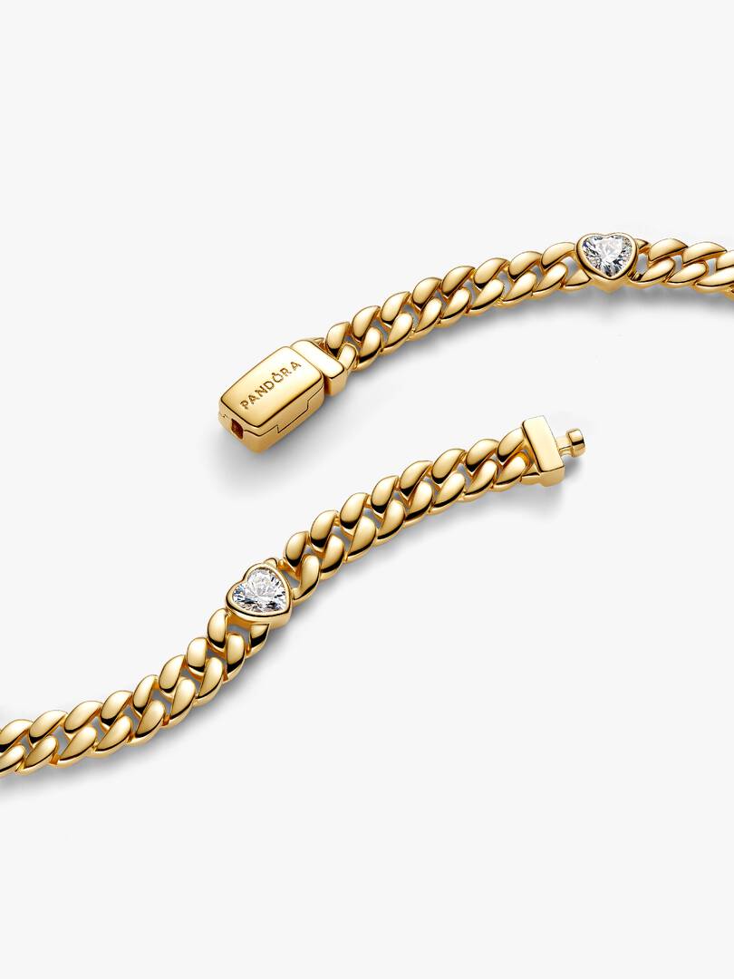 Heart Cuban Chain Bracelet 14k gold plating