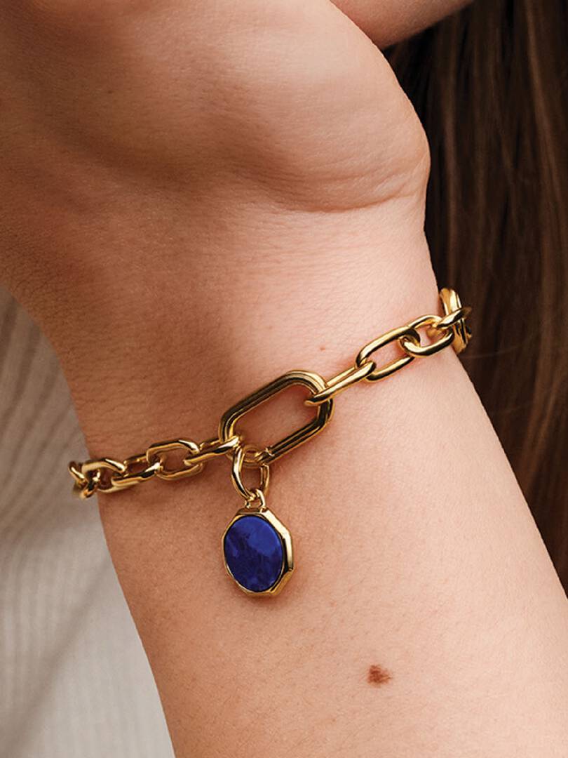Blue Engravable Mini Medallion Charm 14k gold plating