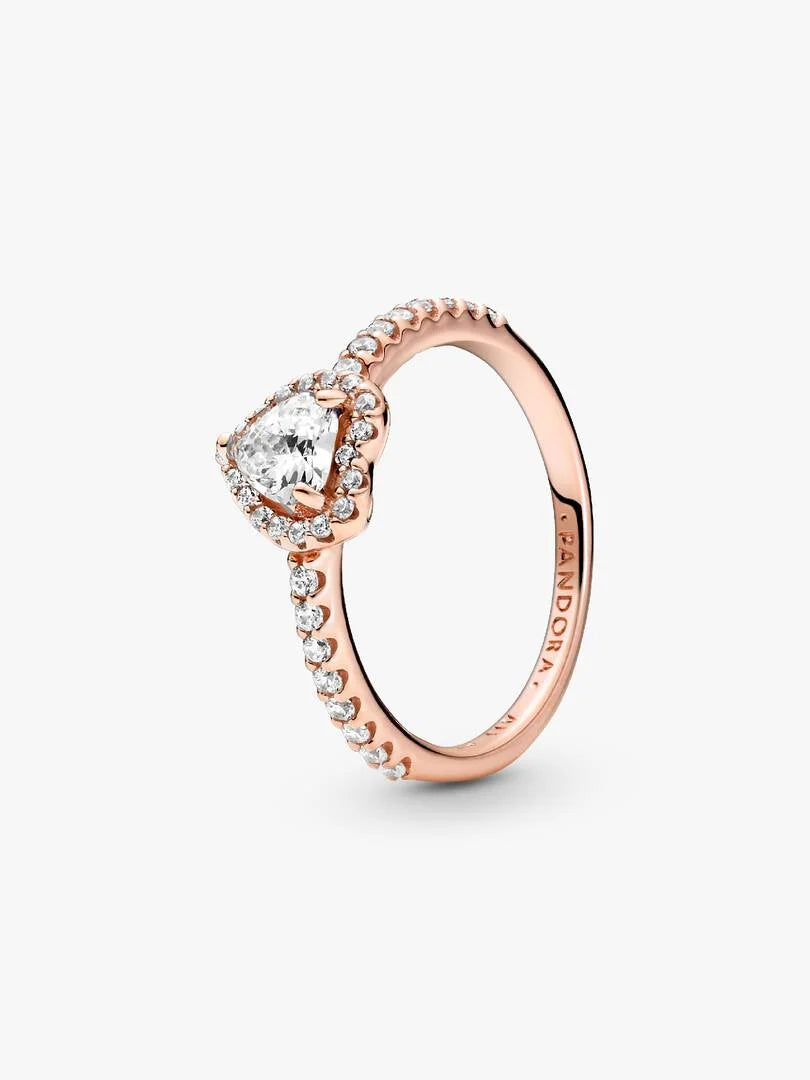 Sparkling Elevated Heart Ring 14k rose gold plating