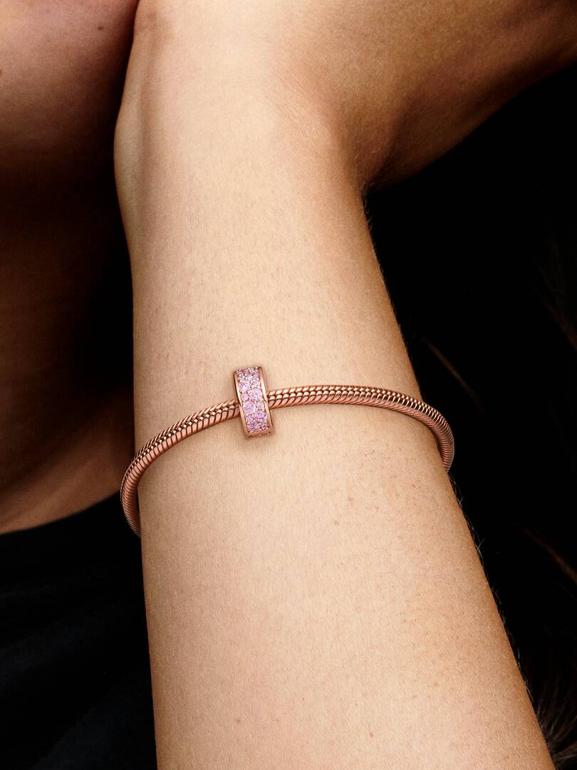 Pink Pavé Clip Charm 14k rose gold plating