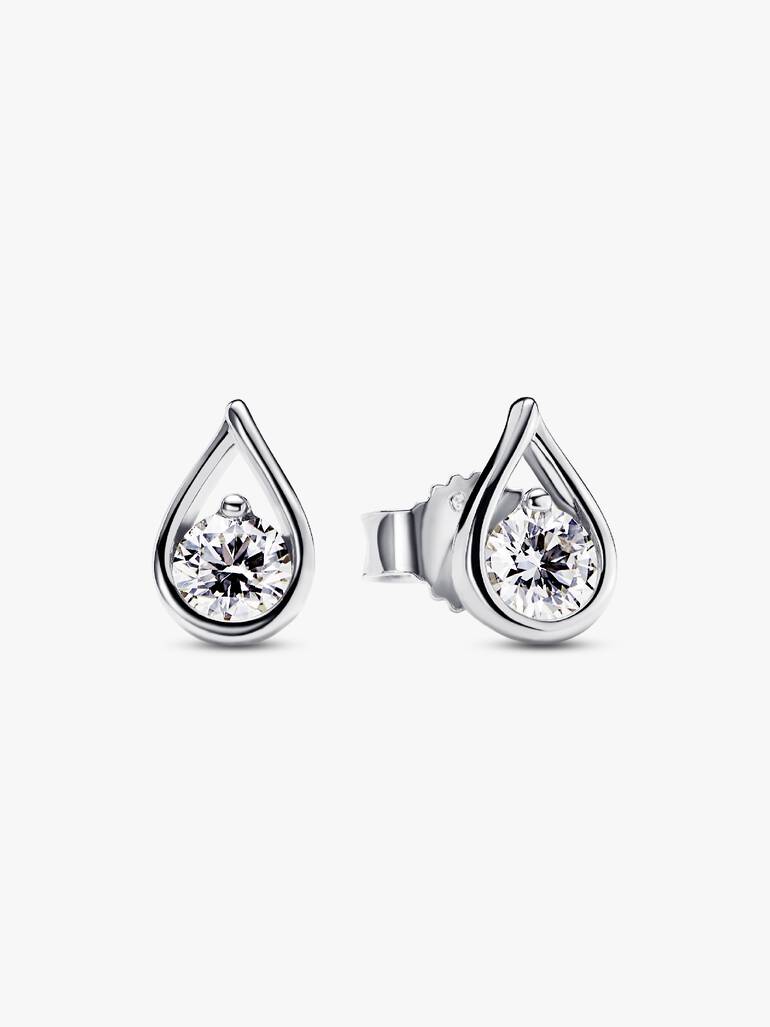 FINAL SALE - Pandora Infinite Sterling Silver Lab-grown Diamond Earrings 0.50 ct TW, Sterling silver