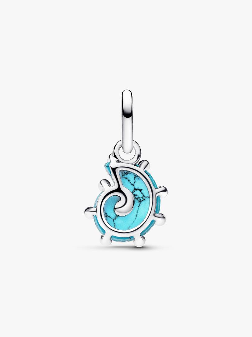 Blue Murano Glass Sea Snail Dangle Charm Sterling silver