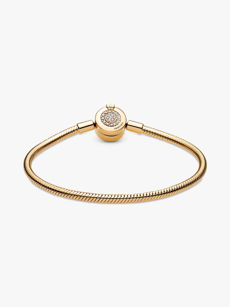 Pandora Moments Sparkling Crown O Snake Chain Bracelet 14k gold plating