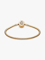 Pandora Moments Sparkling Crown O Snake Chain Bracelet 14k gold plating