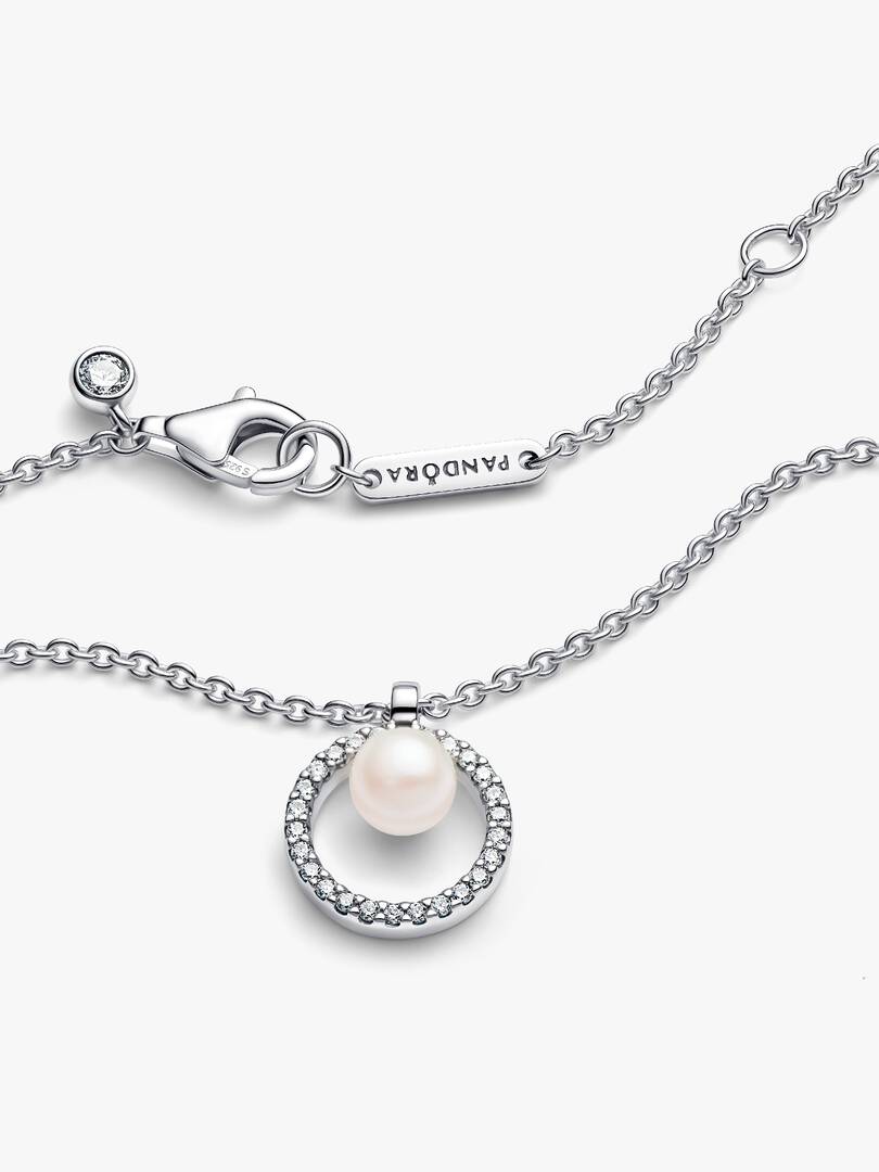 Treated Freshwater Cultured Pearl & Pavé Collier Necklace Sterling silver
