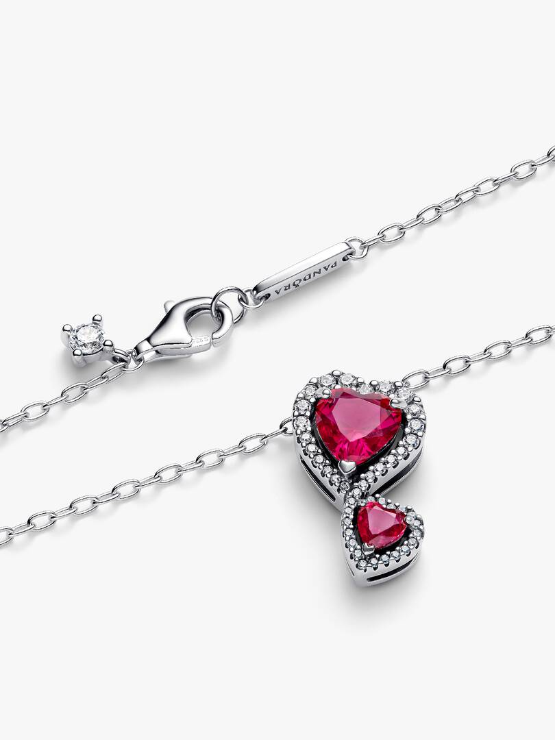 FINAL SALE - Red Halo Hearts Pendant Necklace Sterling silver